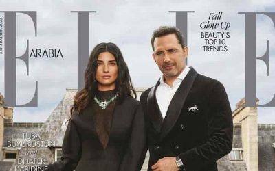 Dhaffer L’Abidine and Tuba Büyüküstün on Cover of Elle Arabia